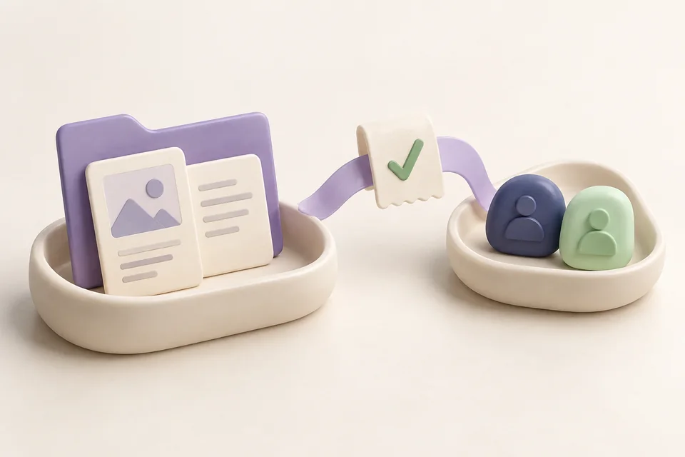 Document trays, recipient pebbles, and a confirmed receipt